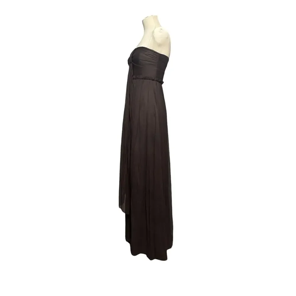 J.Crew Silk Chiffon Whitney Strapless Gown Dress Espresso Brown 6